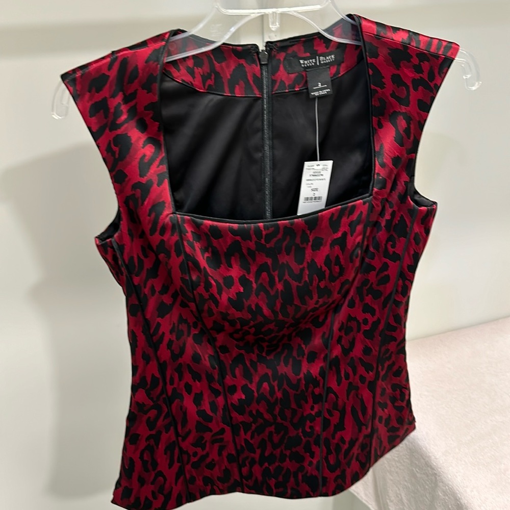Red Leopard-Print Bodice | Size 2 | Color Red and Black | WHBM